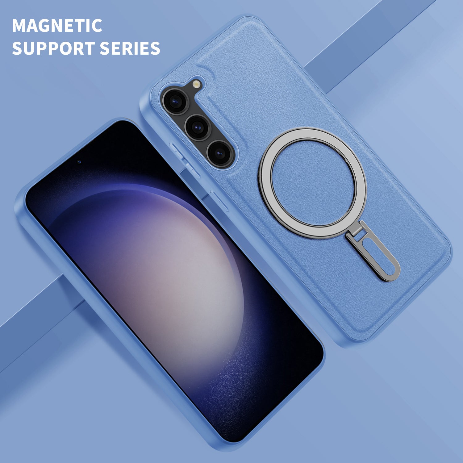 Uniqkart for Samsung Galaxy S23+ PU Leather+PC+TPU Cover Kickstand Phone Case Compatible with MagSafe - Baby Blue Uniqkart for Samsung Galaxy S23+ PU Leather+PC+TPU Cover Kickstand Phone Case Compatible with MagSafe - Baby Blue